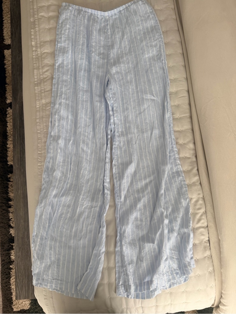 Aritzia Light Blue Striped Linen Pants